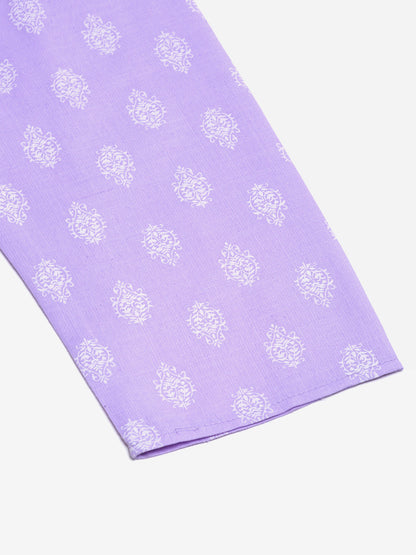 Jompers Men's Cotton Floral printed kurta Pyjama Set - Purple