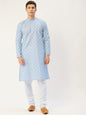 Jompers Men's Sky Cotton Floral Printed kurta Pyjama Set