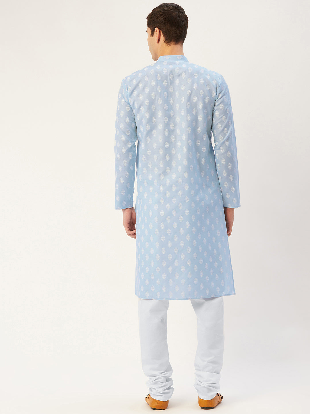 Jompers Men's Sky Cotton Floral printed kurta Only