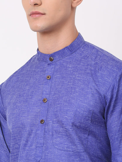 Jompers Men's Cotton Solid Kurta Pajama Sets - Blue