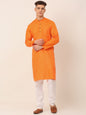 Jompers Men's Cotton Solid Kurta Pajama Sets - Orange