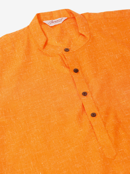 Jompers Men's Cotton Solid Kurta Pajama Sets - Orange