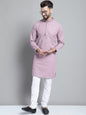 Jompers Men's Purple Chikankari Embroidered and Sequence Kurta with Churidar