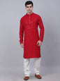 Jompers Men's Maroon Chikankari Embroidered and Sequence Kurta with Churidar