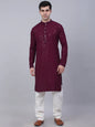 Jompers Men's Purple Chikankari Embroidered and Sequence Kurta with Churidar
