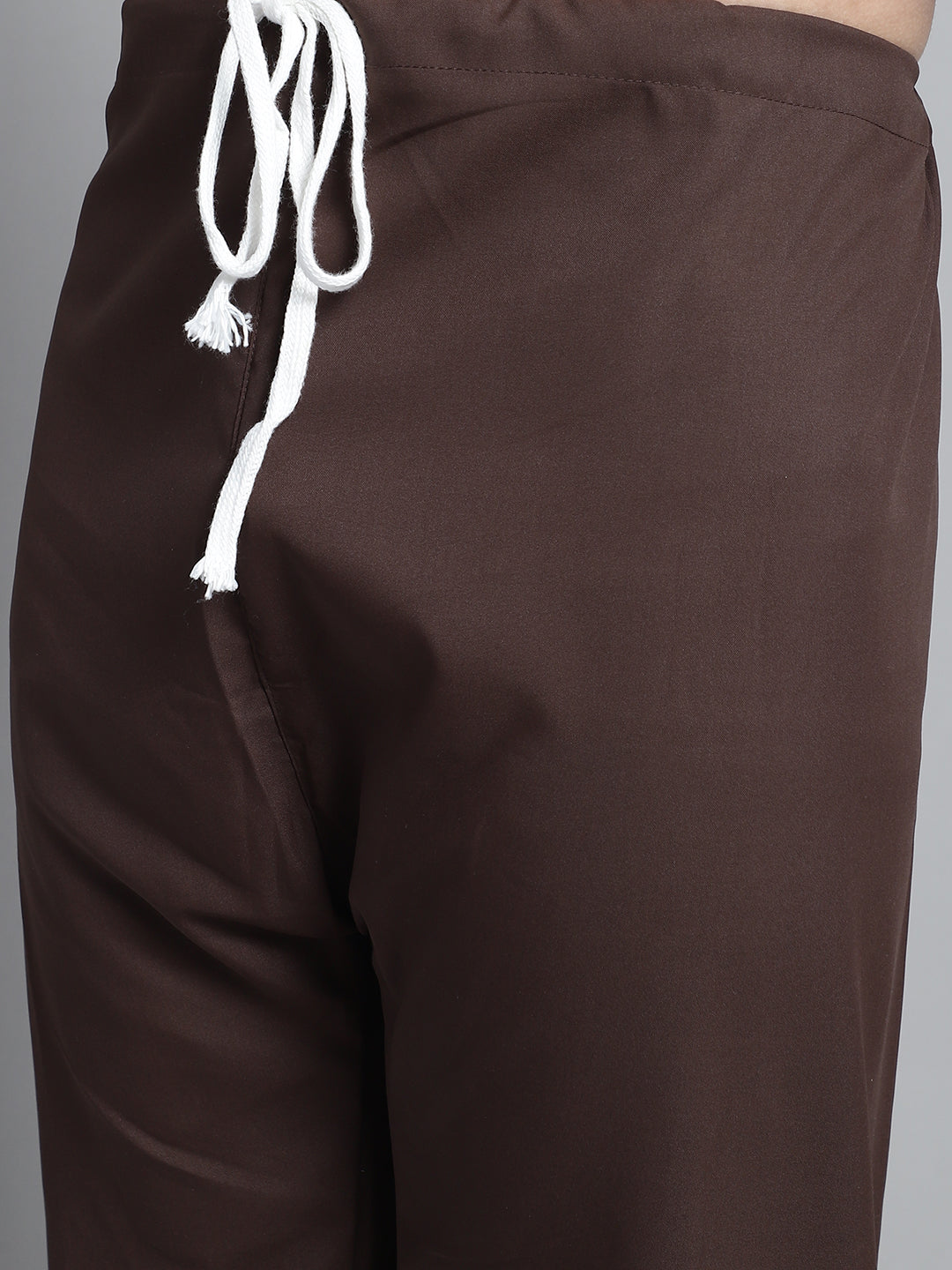 Jompers Men's Coffee Brown Cotton Solid Pathani Kurta with Salwar