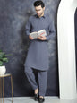 Jompers Men's Solid Pathani Kurta with Salwar - Grey