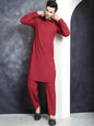 Jompers Men's Solid Pathani Kurta with Salwar - Maroon