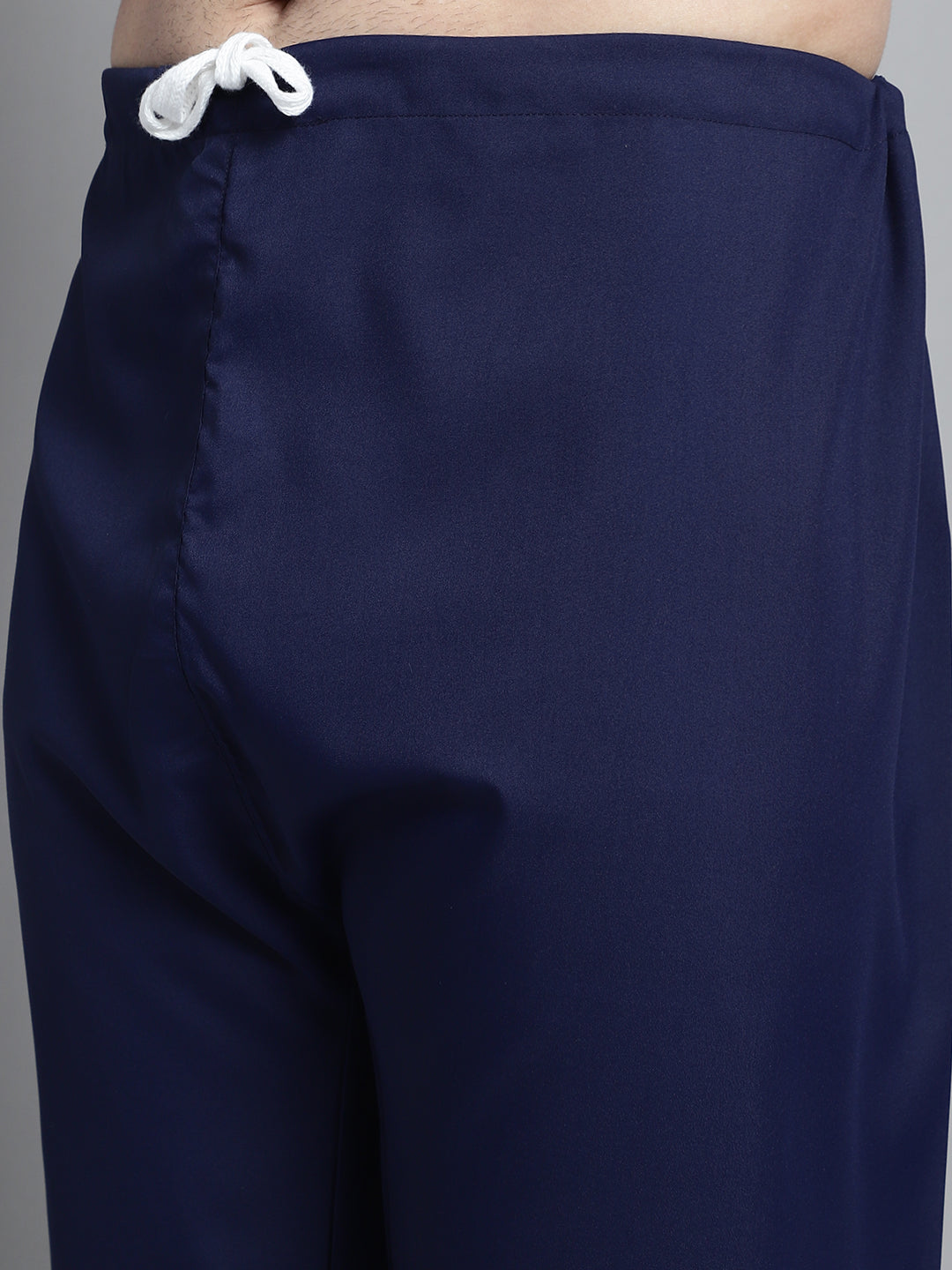 Jompers Men's Navy Blue Cotton Solid Pathani Kurta with Salwar