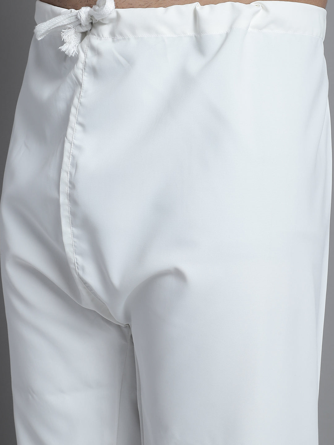 Jompers Men's White Cotton Solid Pathani Kurta with Salwar