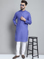 Jompers Men's Solid Pure Cotton Kurta With Pyjamas - Blue