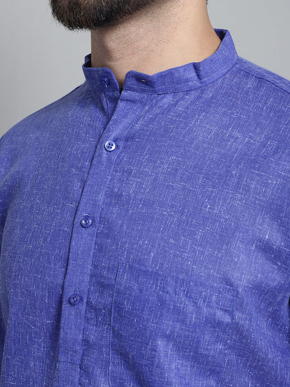 Jompers Men's Solid Pure Cotton Kurta With Pyjamas - Blue
