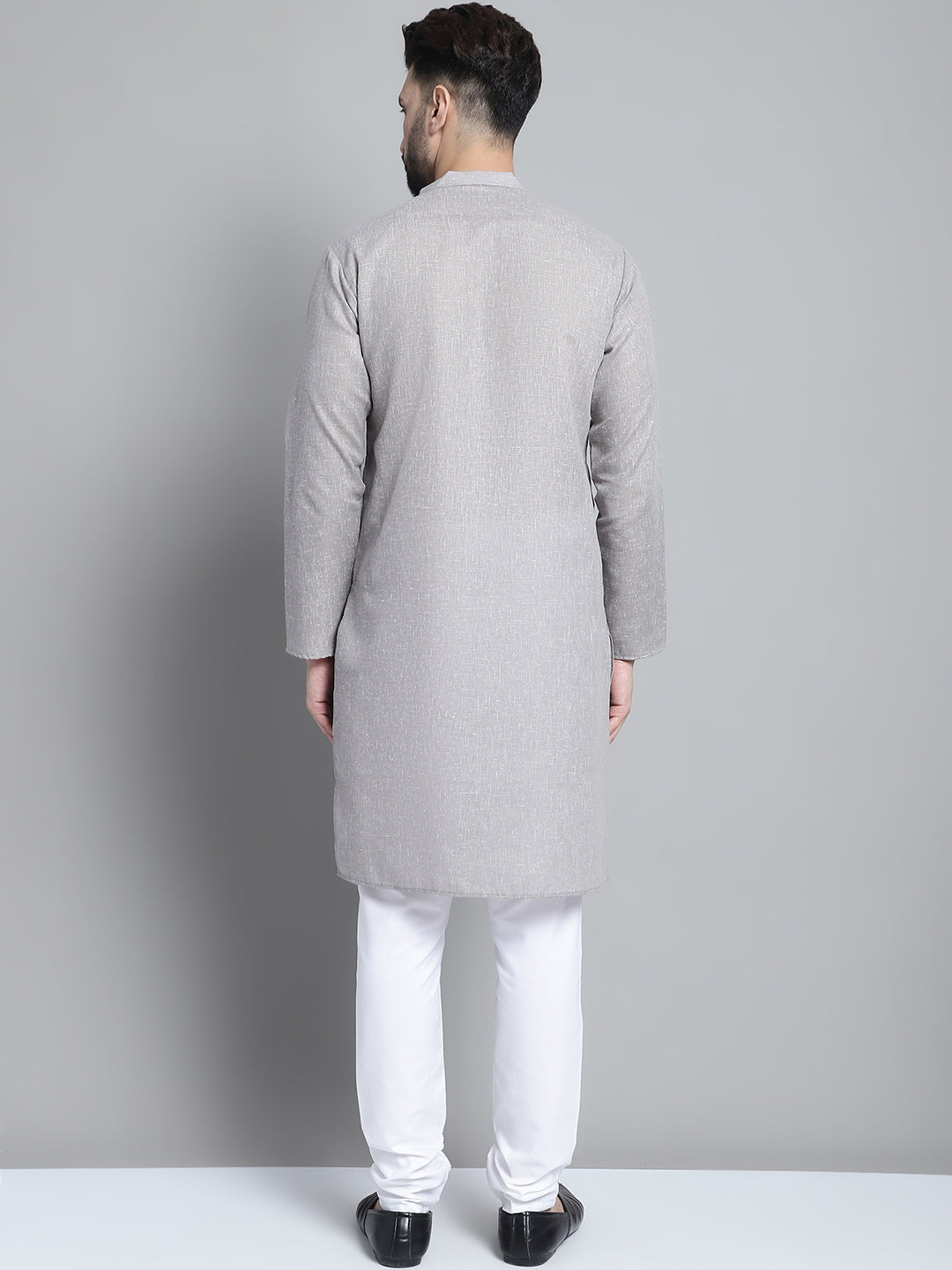 Jompers Men's Solid Pure Cotton Kurta With Pyjamas - Grey