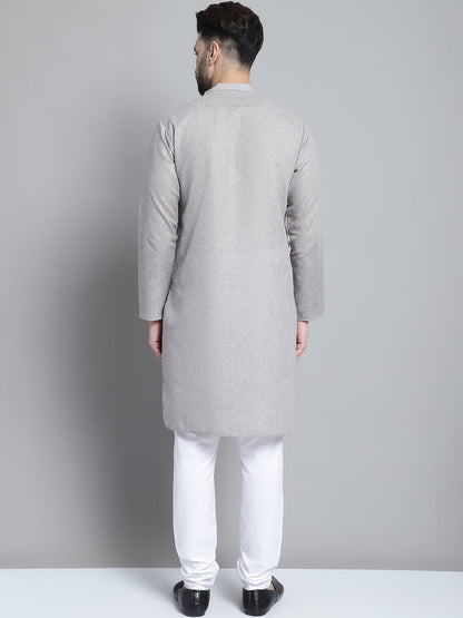 Jompers Men's Solid Pure Cotton Kurta With Pyjamas - Grey