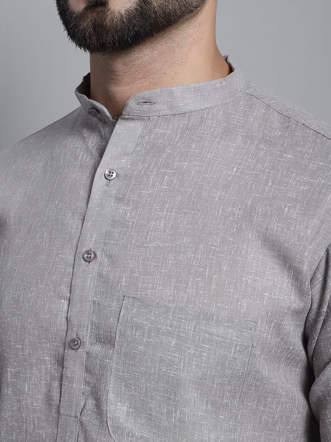 Jompers Men's Solid Pure Cotton Kurta With Pyjamas - Grey