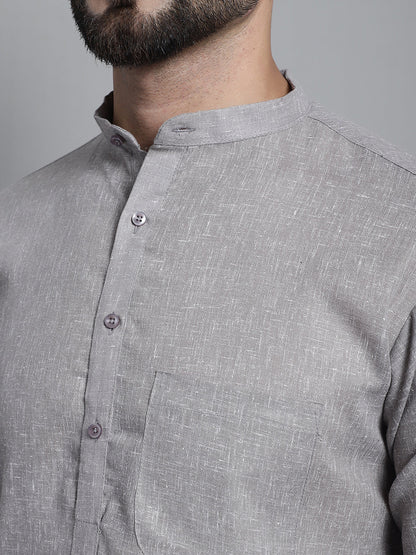 Jompers Men's Solid Pure Cotton Kurta With Pyjamas - Grey