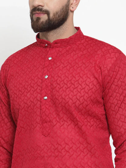 Jompers Men's Maroon Chikan Kurta Only