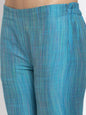 Jompers Women Blue & Green Self-Striped Kurta with Trousers