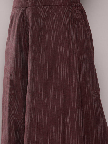 Jompers Women's Jacquard flared kurta palazzo dupatta set - Maroon