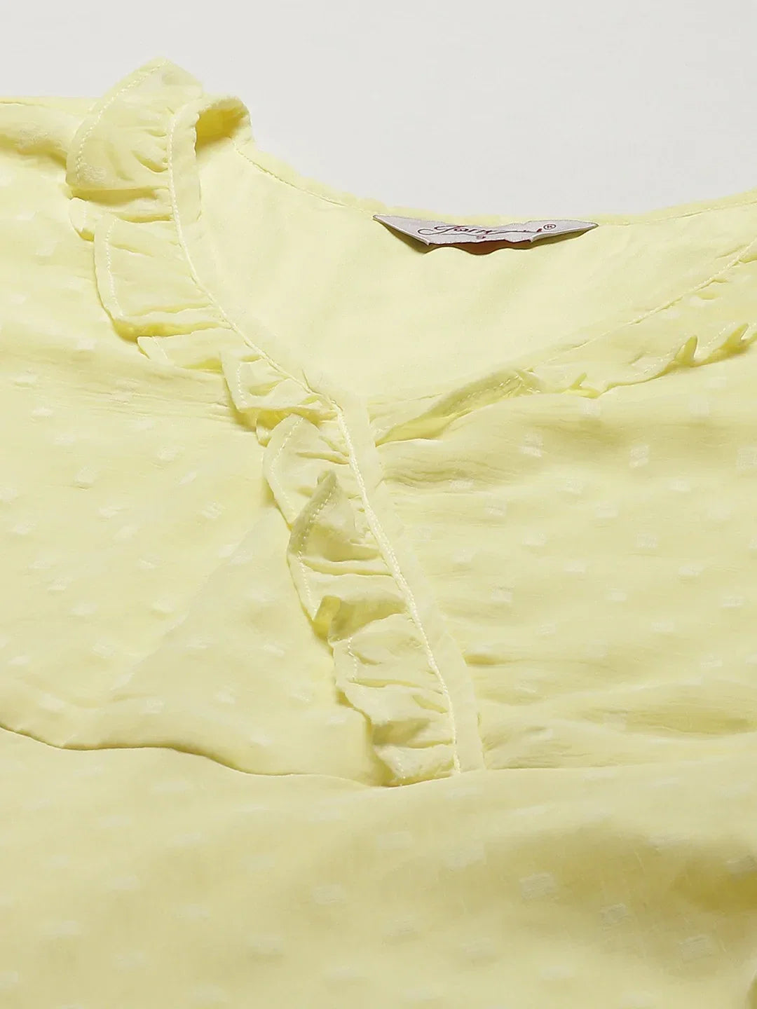 Jompers Women's Yellow Woven Design Flared Kurta
