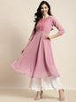 Jompers Women's Yoke Design Georgette Anarkali Kurta - Pink