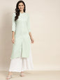 Jompers Women's Ethnic Motifs Printed Lurex Kurta - Green