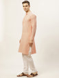 Jompers Men's Orange Embroidered Kurta Only