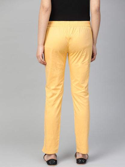 Jompers Women Beige Smart Slim Fit Solid Regular Trousers