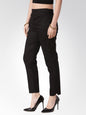Jompers Women Black Smart Slim Fit Solid Regular Trousers