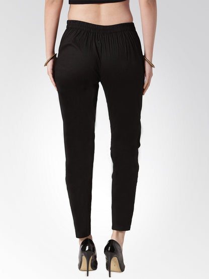 Jompers Women Black Smart Slim Fit Solid Regular Trousers