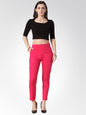 Jompers Women Pink Smart Slim Fit Solid Regular Trousers