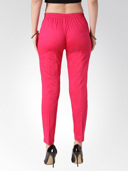 Jompers Women Pink Smart Slim Fit Solid Regular Trousers