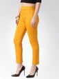 Jompers Women Mustard Smart Slim Fit Solid Regular Trousers ( Yellow )
