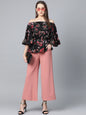 Jompers Women Black Printed Bardot Top