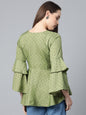 Jompers Women Green & Black Printed A-Line Top