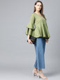 Jompers Women Green & Black Printed A-Line Top
