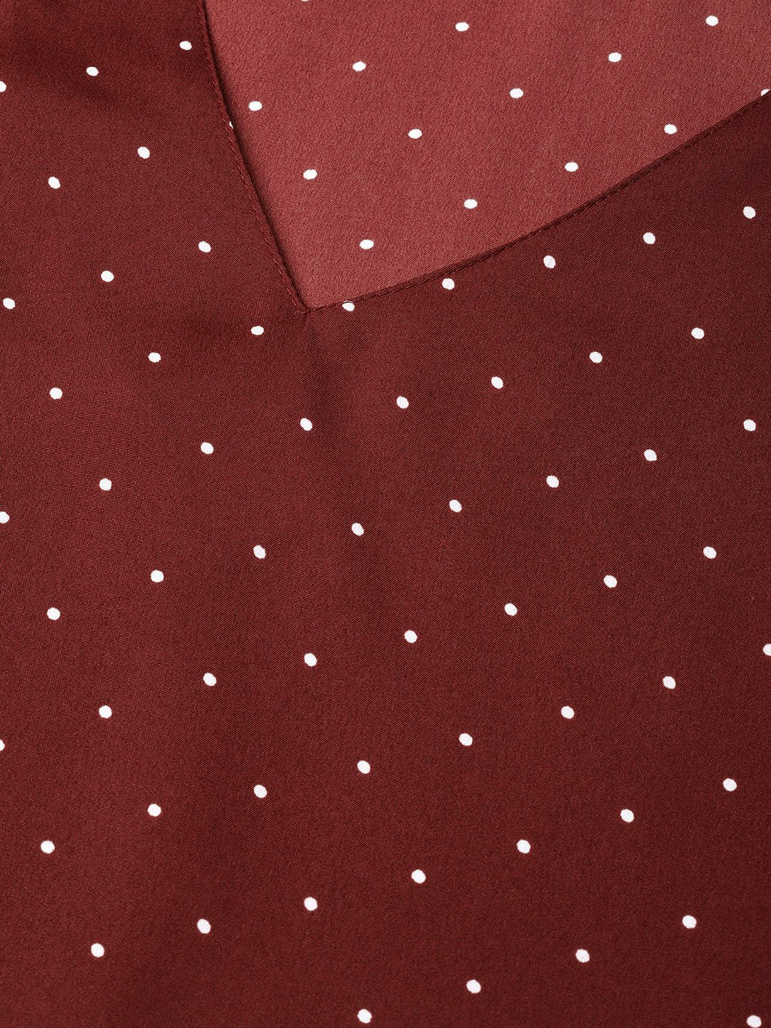 Jompers Women Maroon & White Printed A-Line Top