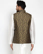 Jompers Men Gold-Coloured & Black Woven Design Nehru Jacket