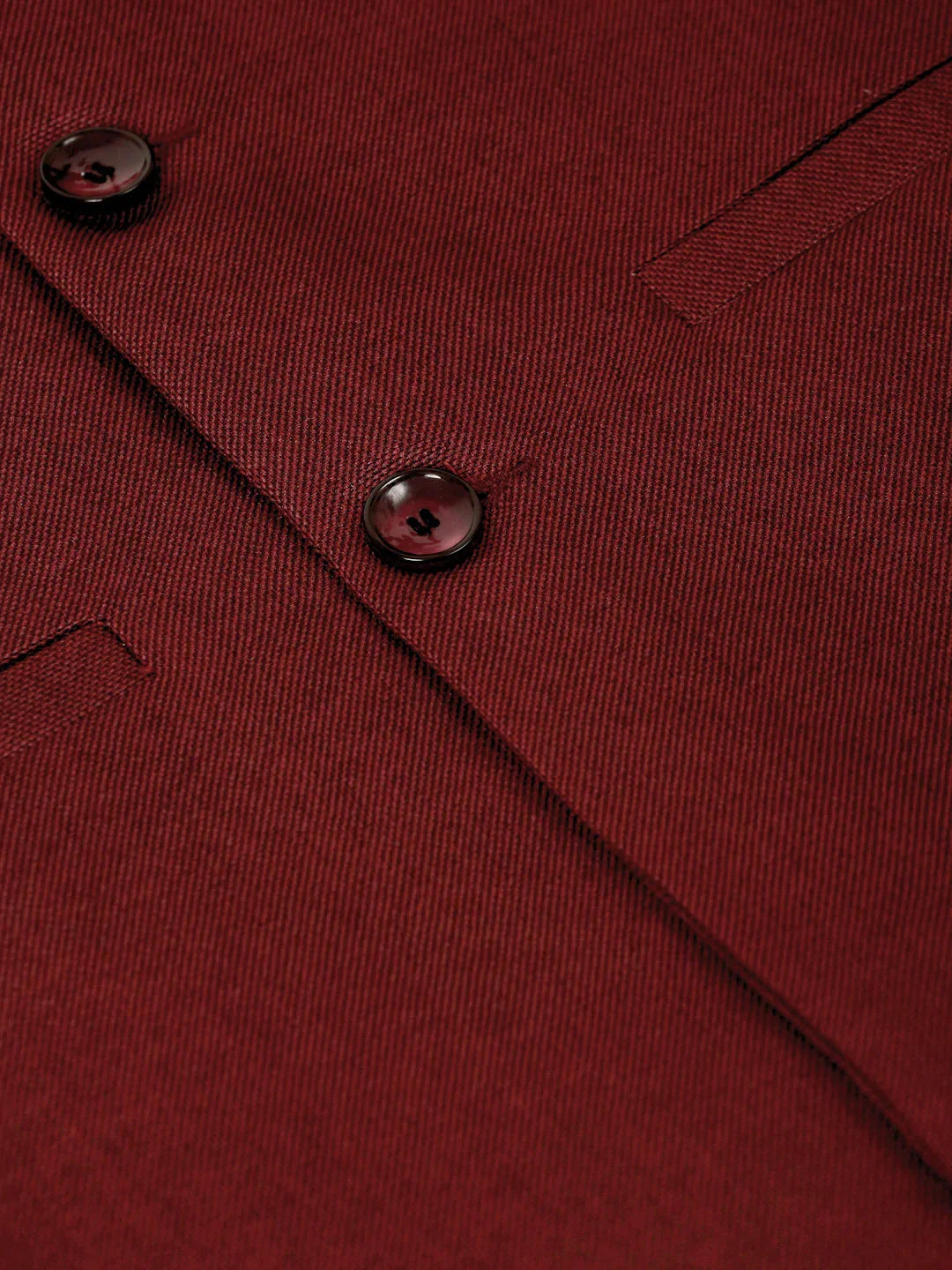 Jompers Men's Maroon Solid Woven Sleeveless Nehru Jackets