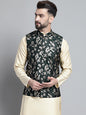 Jompers Men's Woven Design Nehru Jacket - Olive