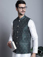Jompers Men's Printed Nehru Jacket - Olive