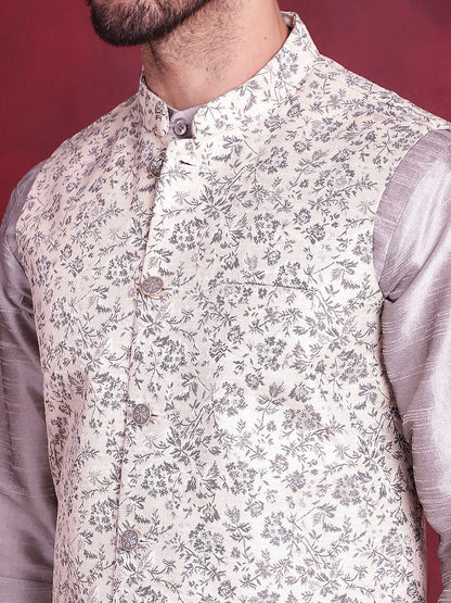 Jompers Men's Woven Design Nehru Jacket - Grey