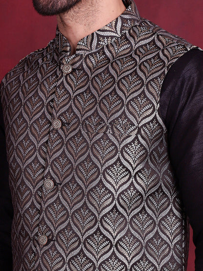 Jompers Men's Woven Design Nehru Jacket - Silver