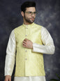 Jompers Men's Sequins and Embroidred Nehru Jacket - Yellow