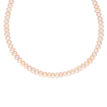 J Pearls New Single Line Peach Pearl Necklace - Real Pearl Jewelry