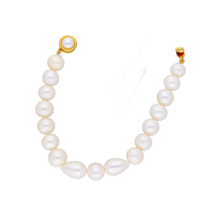 J Pearls Single Line White Pearl Bracelet - Real Pearl Jewelry