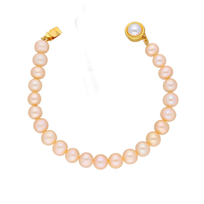 J Pearls Single Line Pink Pearl Bracelet - Real Pearl Jewelry