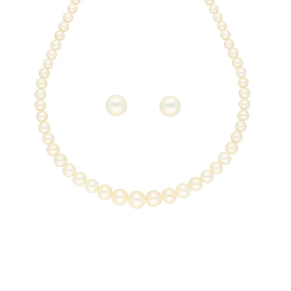 J Pearls Single Line Round Pearl Necklace - Real Pearl Jewelry