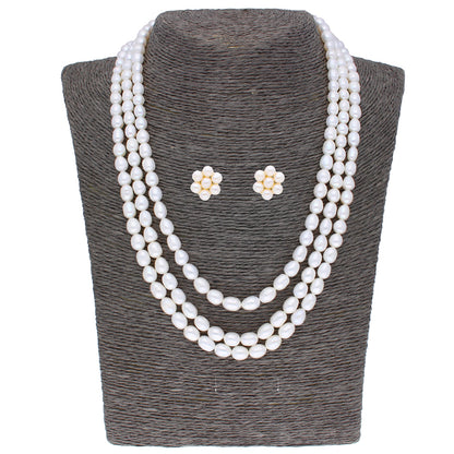 J Pearls 3 String Pearl Necklace - Real Pearl Jewelry