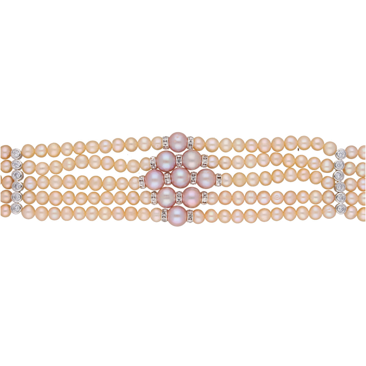 J Pearls Jaahnavi 5 Lines Round Pearl Choker - Real Pearl Jewelry